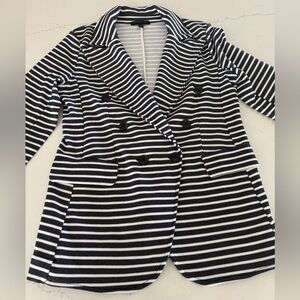 Banana Republic Black and White Striped Blazer